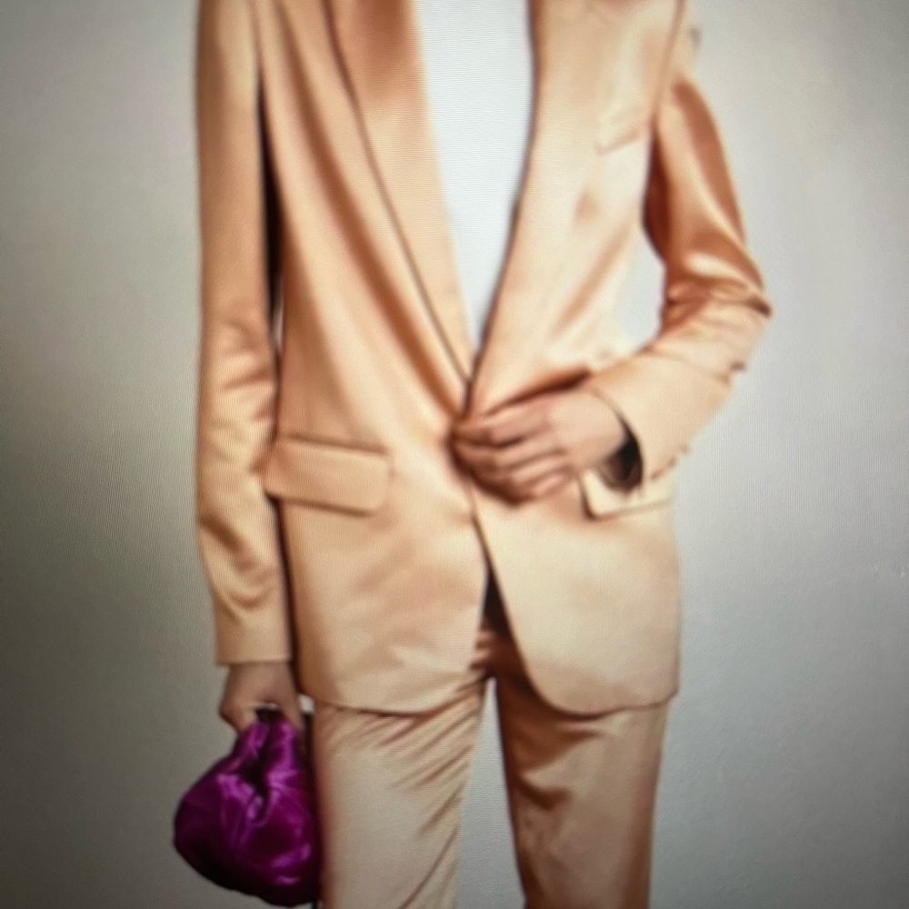 Elegant rose color satin Blazer and Pants Set